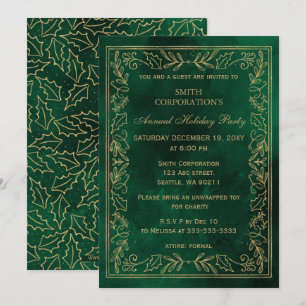 Green Gold Elegante Corporate Holiday Party Einladung