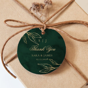 Green Gold Emerald Botanical Wedding Vielen Dank Geschenkanhänger