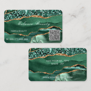 Green Gold Emerald Business Card mit Ihrem QR Code Visitenkarte