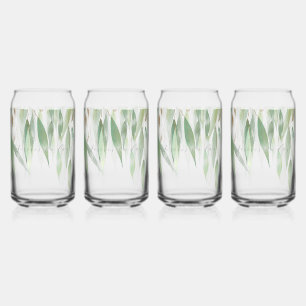 Green Gold Eucalyptus Glitzy Glitzer Wedding Dosenglas