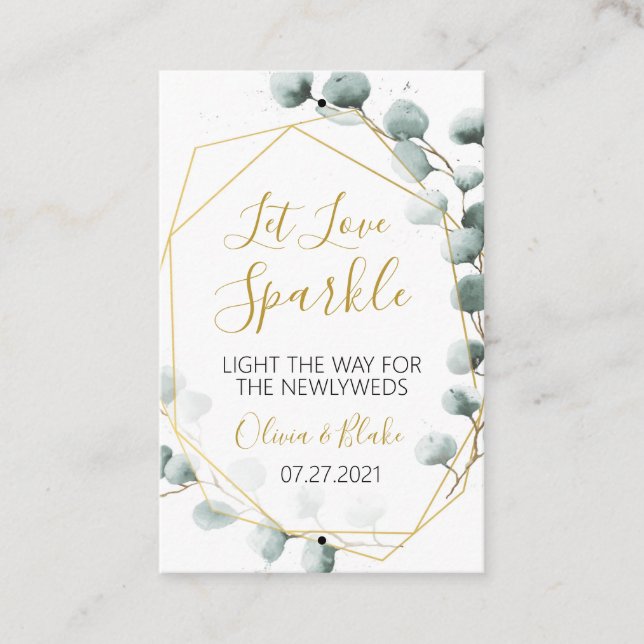 Green & Gold Eucalyptus Sparkler Tag (Vorderseite)