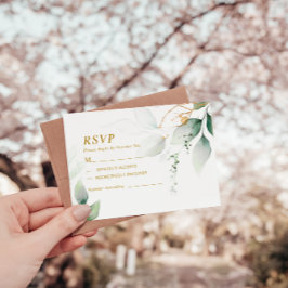 Green & Gold Eucalyptus VAR 1 Wedding RSVP Karte