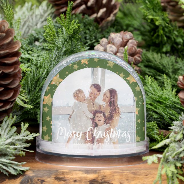 Green Gold Family Foto Einfach Frohe Weihnachten Schneekugeln (Winter)