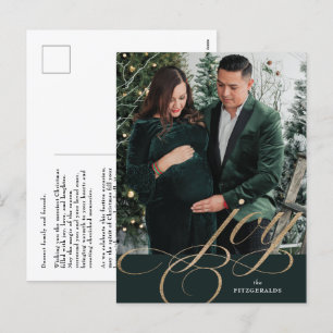 Green & Gold Festival Geblüht Joy Holiday Postcard Feiertagspostkarte
