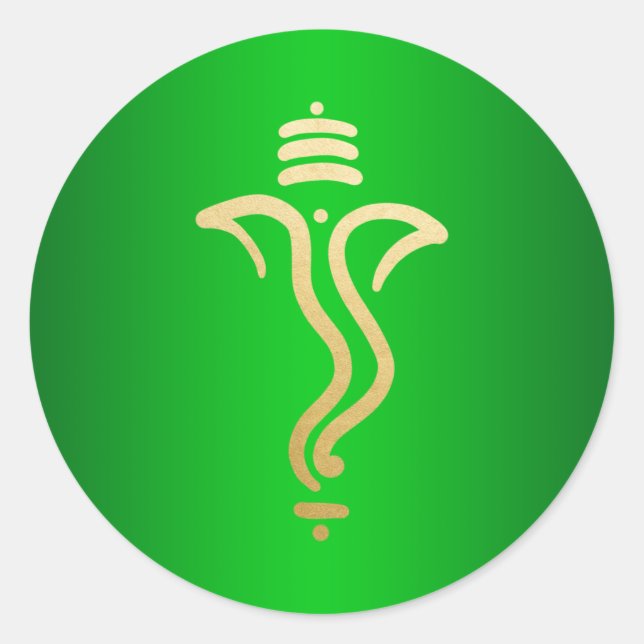 Green Gold Festive Ganesh/Indischer Gott Runder Aufkleber (Vorderseite)