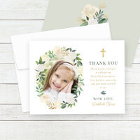 Green Gold Floral First Heilige Kommunion Girl Fot