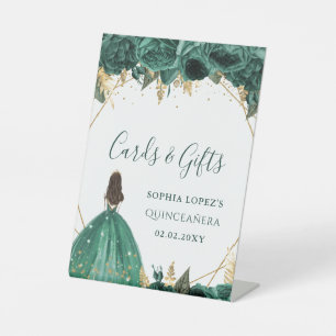 Green Gold Floral Princess Quinceanera Sockelschild