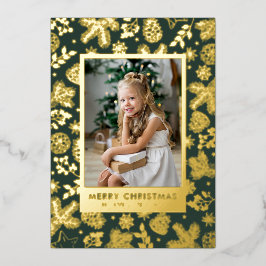 Green Gold Foil-Urlaubskarte Folien Feiertagskarte