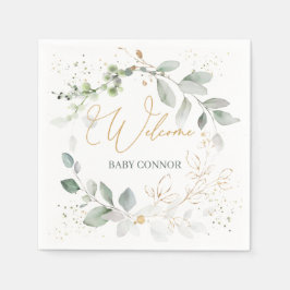 Green Gold Foliage Baby Dusche Napkins Serviette