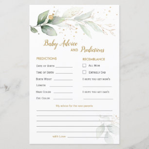 Green & Gold Foliage Baby Predication & Addon Card