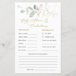 Green & Gold Foliage Baby Predication & Addon Card