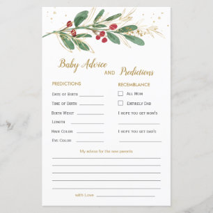 Green & Gold Foliage Baby Predication & Addon Card