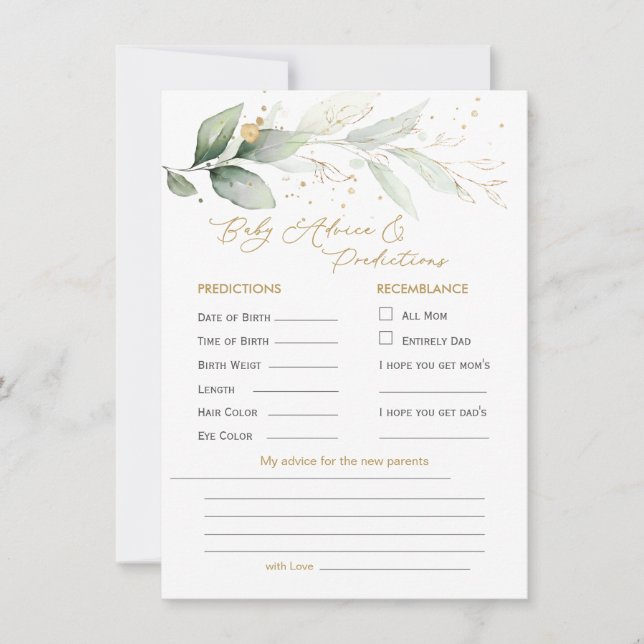 Green & Gold Foliage Baby Predication & Ratschläge (Vorderseite)