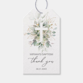 Green Gold Foliage Cross Taufen Vielen Dank Geschenkanhänger