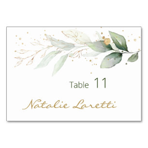 Green Gold Foliage Platzkarte Tischnummer
