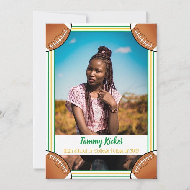 Green & Gold Football Abschluss Ankündigung (Vorderseite)