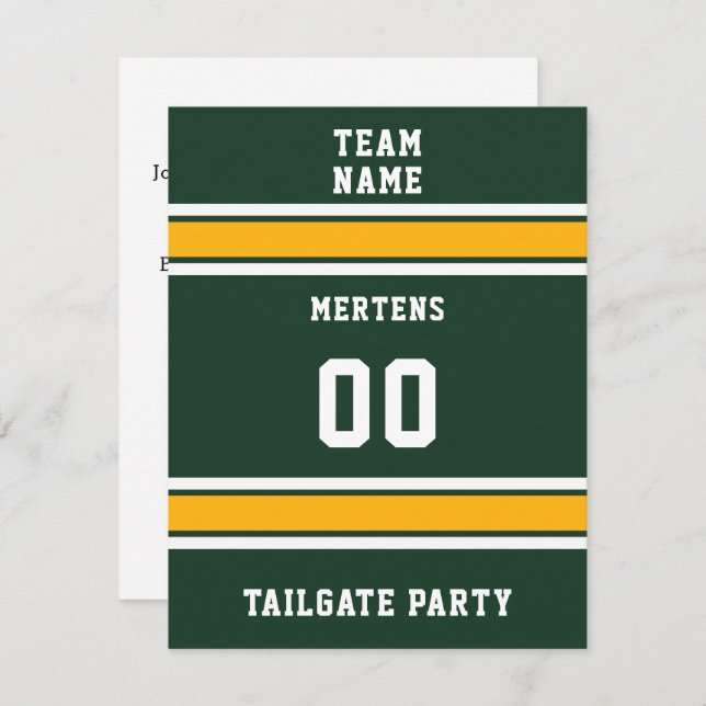 Green & Gold Football Tailgate Party Einladung (Vorne/Hinten)