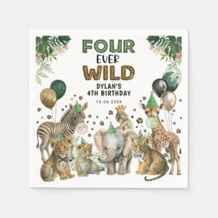 Green Gold Four Ever Wild Safari 4. Geburtstag Serviette