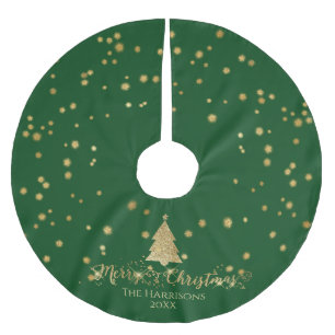 Green Gold Frohe Weihnachtsbaum Glitzern Polyester Weihnachtsbaumdecke