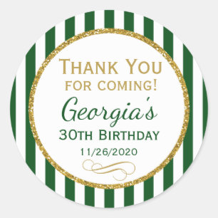 Green Gold Geburtstag Danke, dass Sie kommen Gefal Runder Aufkleber