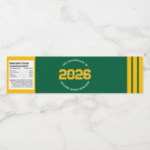 Green & Gold Gelb Abschluss Wasserflaschen Etikett