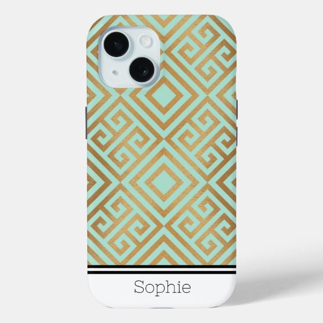 Green & Gold Geometic Custom Samsung Case-Mate iPhone Hülle (Rückseite)