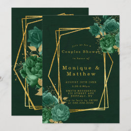 Green Gold Geometric Floral Couples Dusche lädt ei