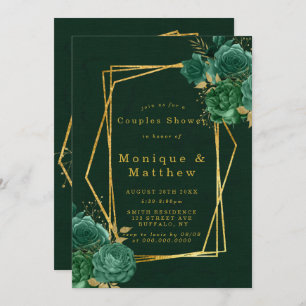 Green Gold Geometric Floral Couples Dusche lädt ei