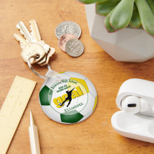 green gold girls soccer goal team spirit sports schlüsselanhänger