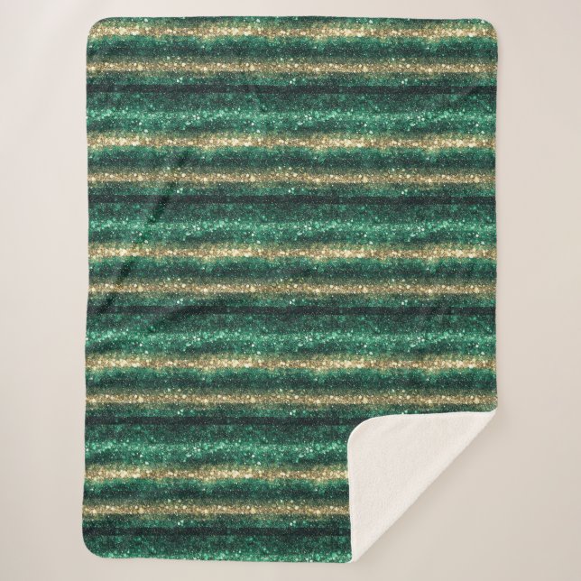 Green Gold Glitter Christmas Sherpadecke (Vorderseite)