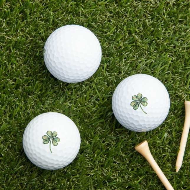 Green Gold Glitz Shamrock   Golfball (Insitu Gras)