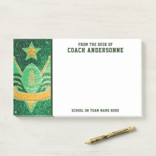 Green Gold Glitzer American Football Coach Vathers Post-it Klebezettel