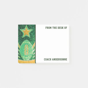 Green Gold Glitzer American Football Coach Vathers Post-it Klebezettel