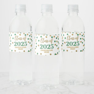 Green Gold Glitzer Class 2025 Abschluss Wasserflaschenetikett