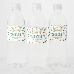 Green Gold Glitzer Confetti Abschluss Wasserflaschenetikett