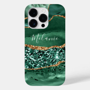 Green Gold Glitzer Emerald Individuelle Name iPhon Case-Mate iPhone 14 Pro Hülle