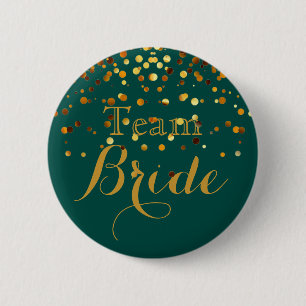 Green Gold Glitzer Imitate Foil Wedding Team Bridg Button