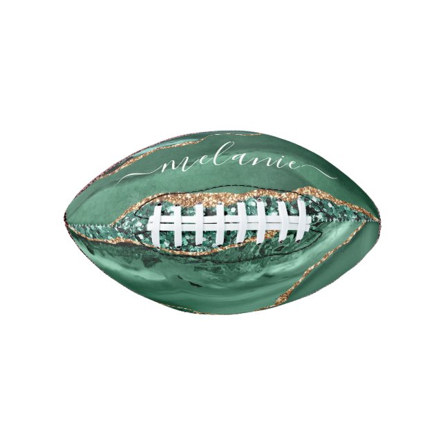 Green Gold Glitzer Marmor Individuelle Name Footba Football (Vorderseite)