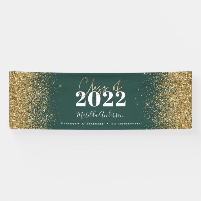 Green Gold Glitzer Skriptklasse des Abschlusses Banner (Horizontal)