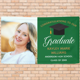 Green Gold Graduate Senior Foto Graduation Party Banner