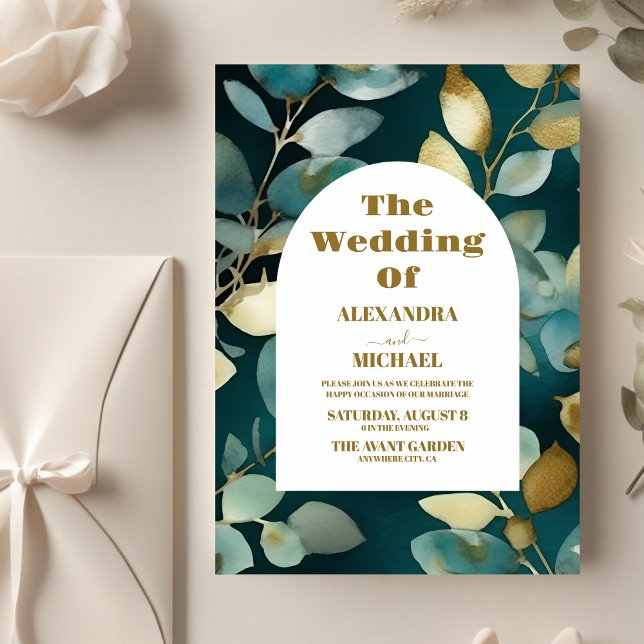 Green Gold Greenery Eukalyptus Wedding Flyer (Von Creator hochgeladen)