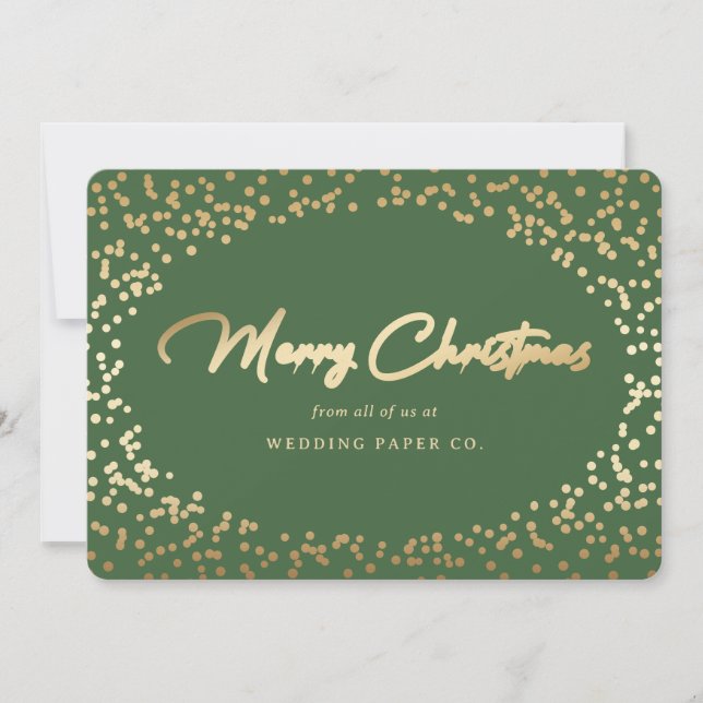 Green Gold Hand Letter Business Weihnachtskarten Feiertagskarte (Vorderseite)