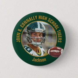 Green Gold High School Football Player Photo Button