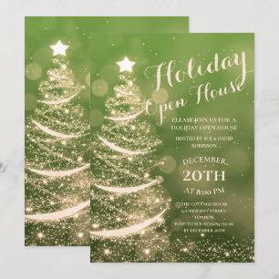 Green & Gold Holiday Open House Party Einladung