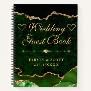 Green Gold Imitats Glitzer Agate Wedding Guest Boo Notizbuch