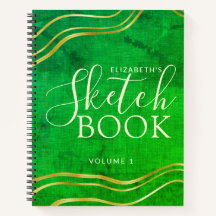 Green Gold Individuelle Name Modern Sketchbook
