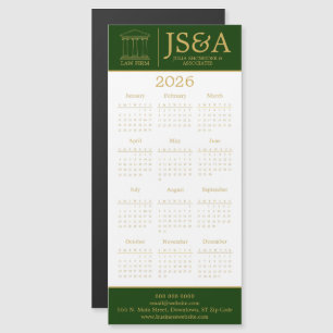 Green Gold Justice Columns Law Firm Logo 2026 Magnetkarte