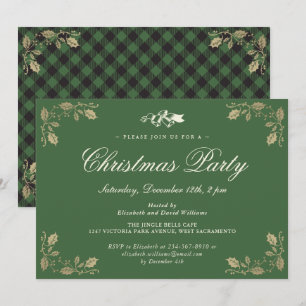 Green Gold Karierte Weihnachtsfeier Einladung