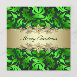 Green Gold Leaf Corporate Christmas Party Einladung
