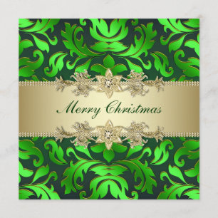 Green Gold Leaf Corporate Christmas Party Einladung